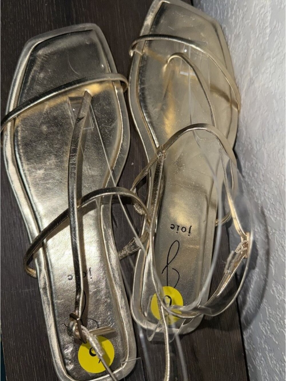Joie Flat Glory Sandals Women 9m Gold Metallic Leather Strappy NEW Square Toe - Picture 10 of 11
